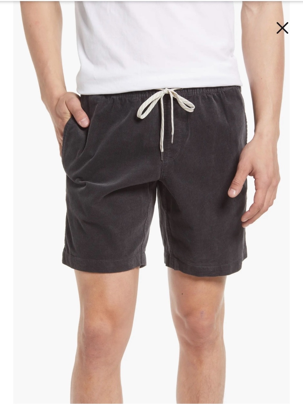 ⚡️Vuori Men's Optimist Charcoal Drawstring Corduroy Shorts 8”